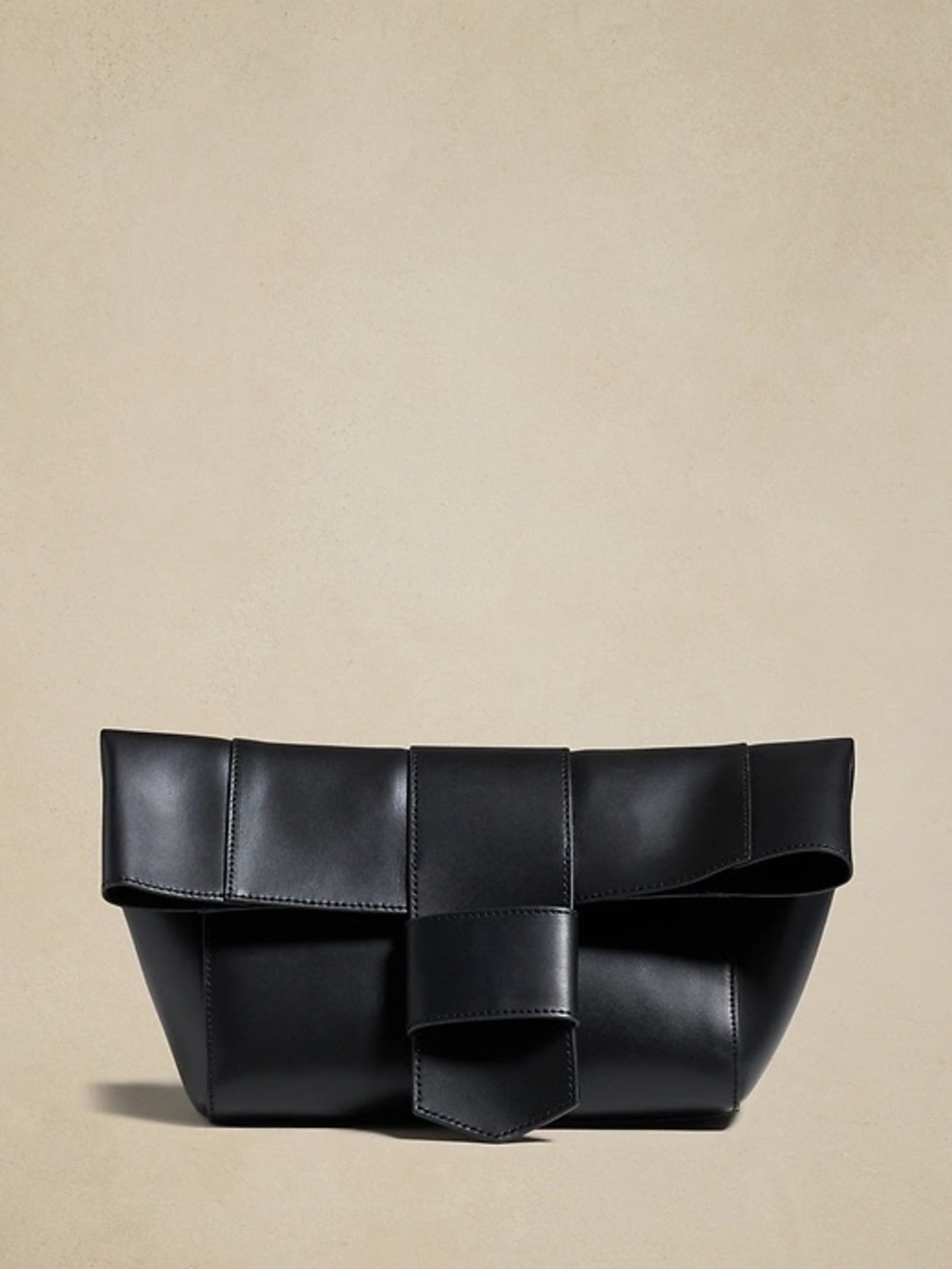 Banana Republic Oversized Clutch Black Leather Fold-Over Bag